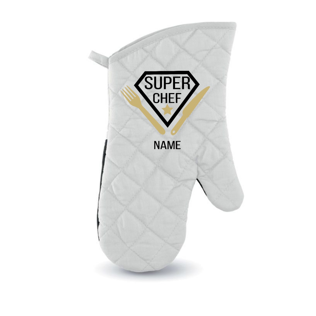 Personalised White Super-Chef Oven Glove